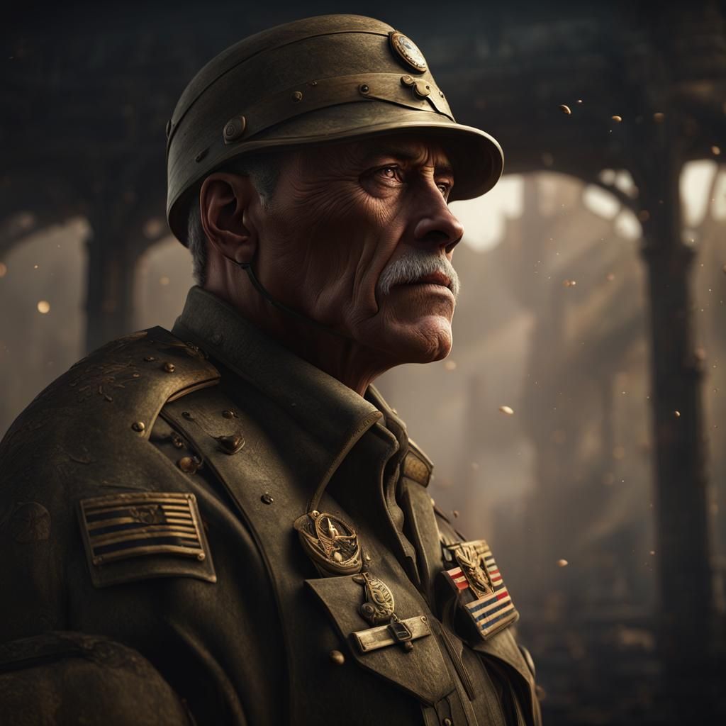 Military Veteran Portrait with Dramatic Lighting