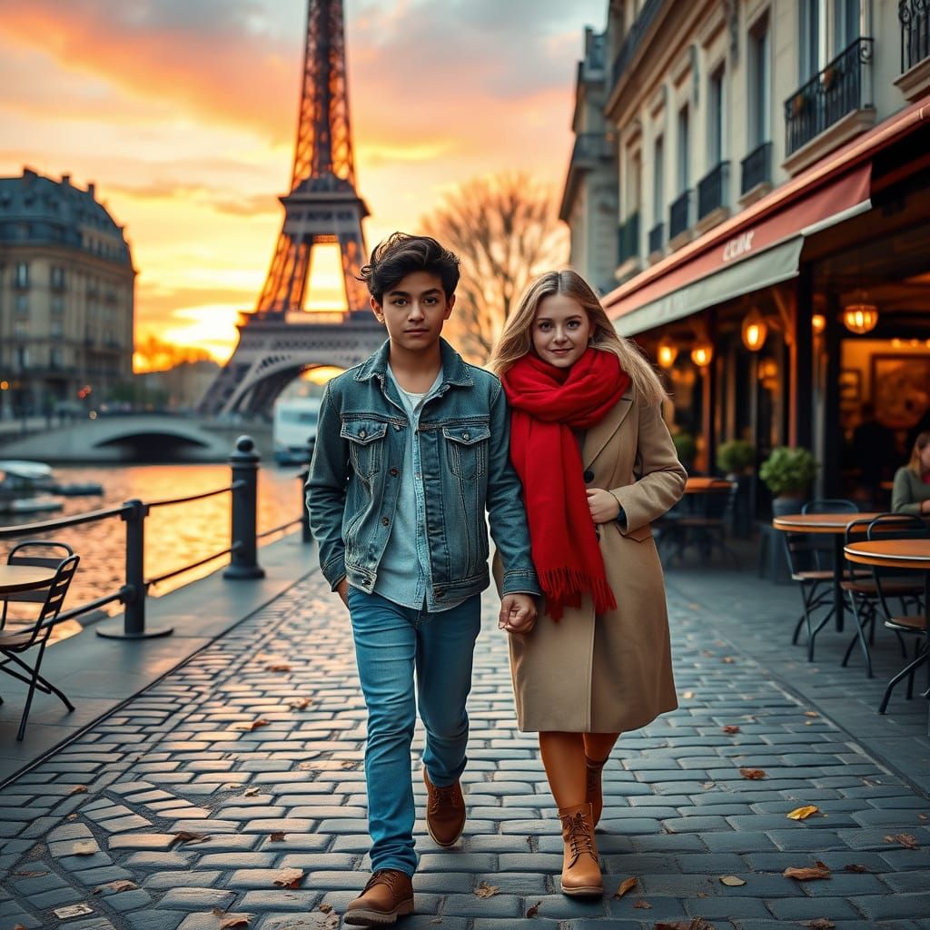 Cinematic Parisian Evening in Warm Golden Tones