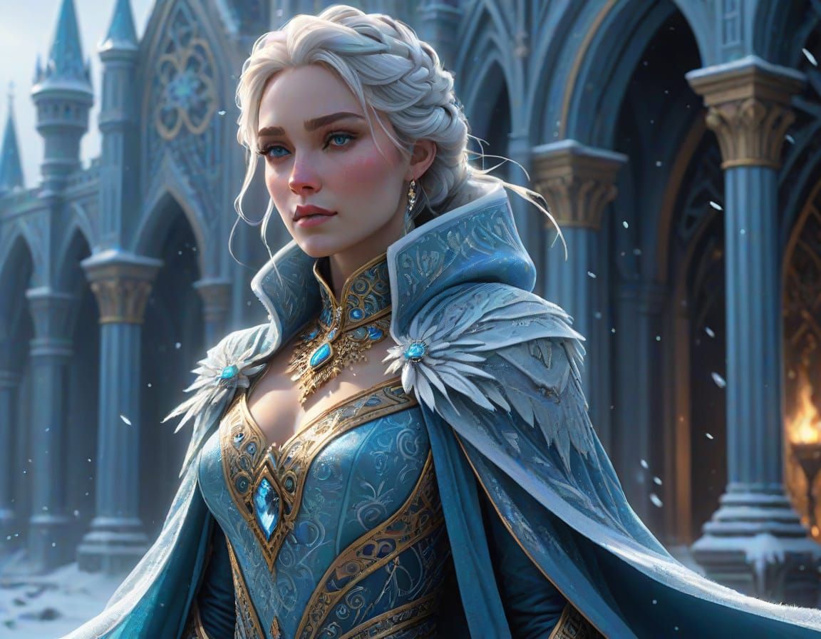 Surreal Ice Queen Reigns in Winter Kingdom of Frozen Majesty