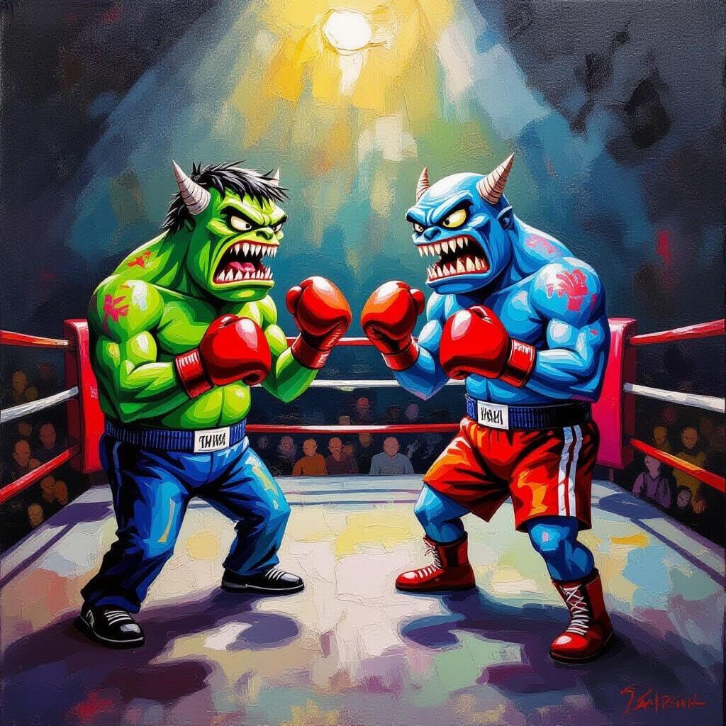 Monsters Boxing in a Creepy Ring