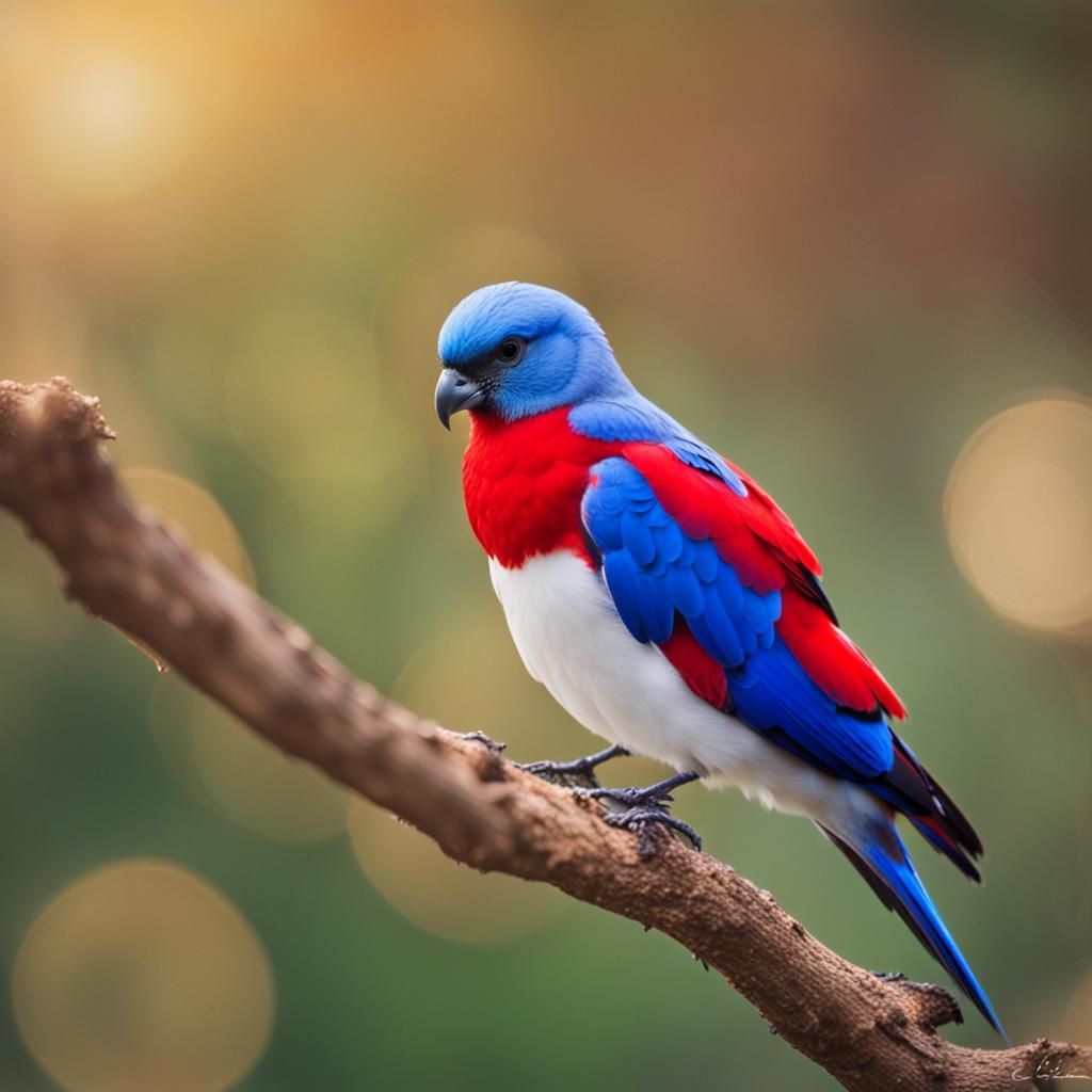 Striking Bird with Red Crest and Blue Wings