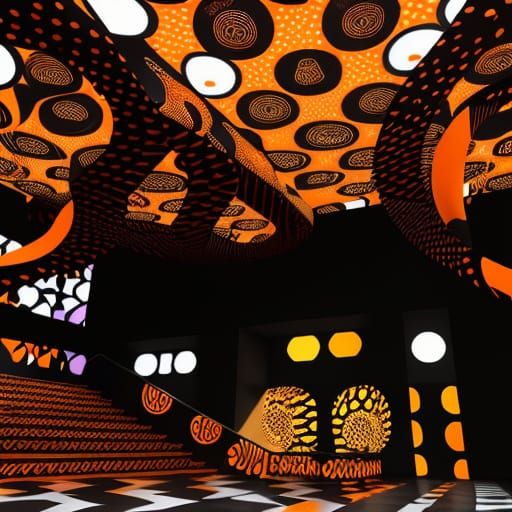 Orange Geometric Tessellation with Impossible Loops