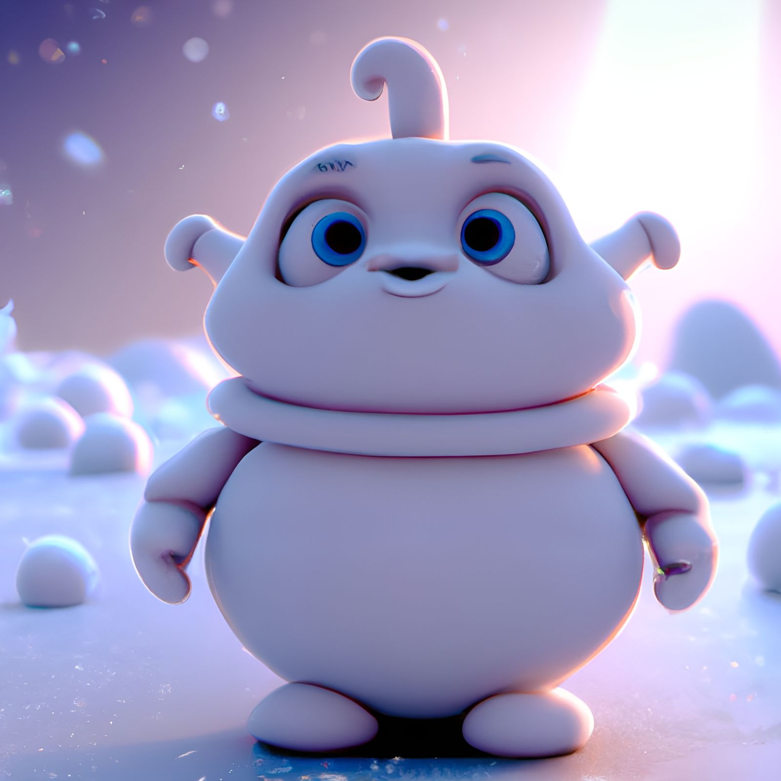 Adorable Marshmallow Alien in Pixar Animation Style