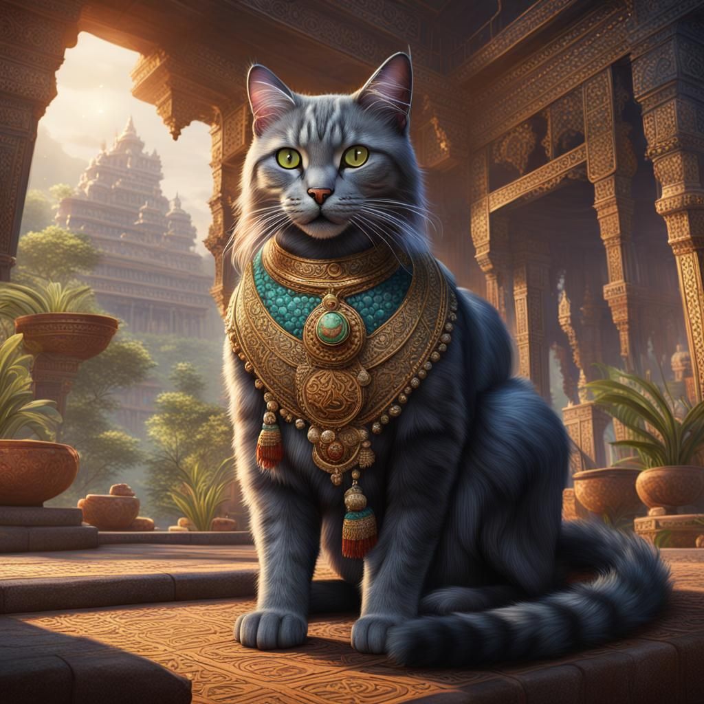 Fantastical Indian Cat in Detailed Matte Painting
