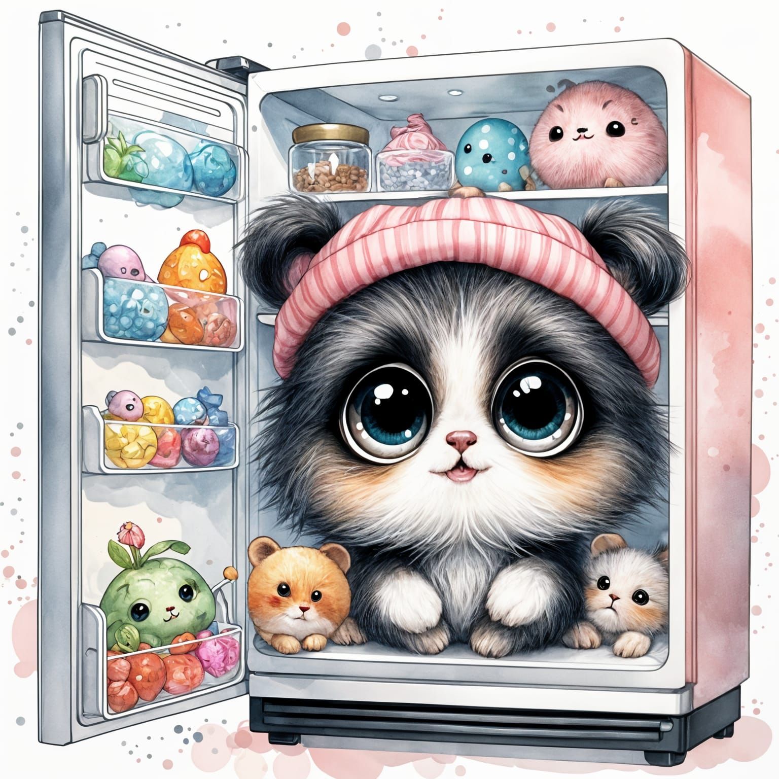 Adorable Dust Bunnies Behind a Refrigerator