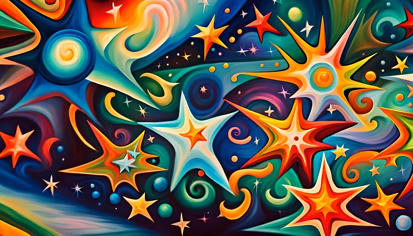 Vivid Impasto Painting of Newborn Stars in Plasma Maelstrom