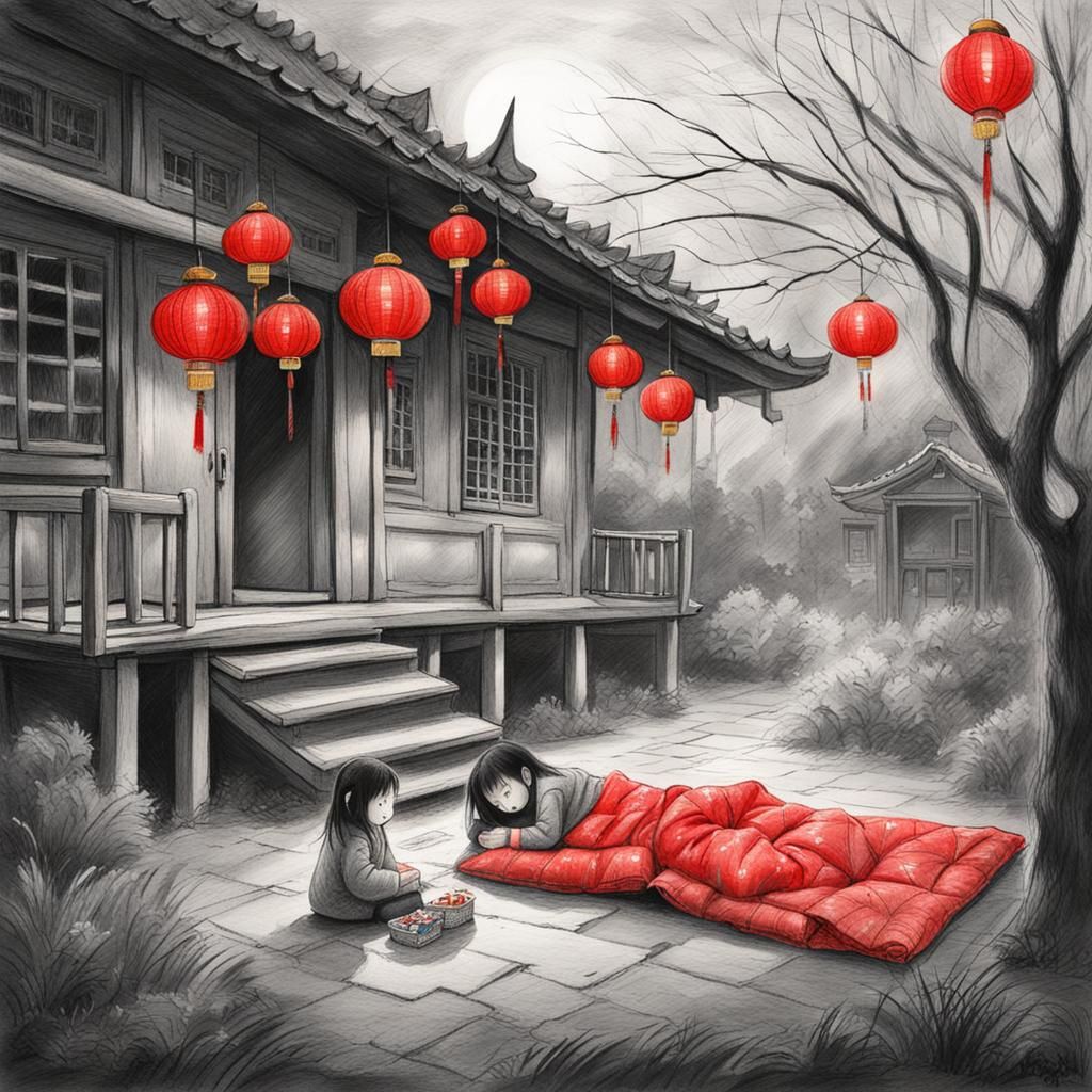 Lunar New Year Eve Charcoal Drawing
