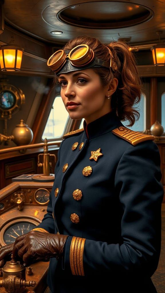 Steampunk Starfleet Officer on Bridge of Starship