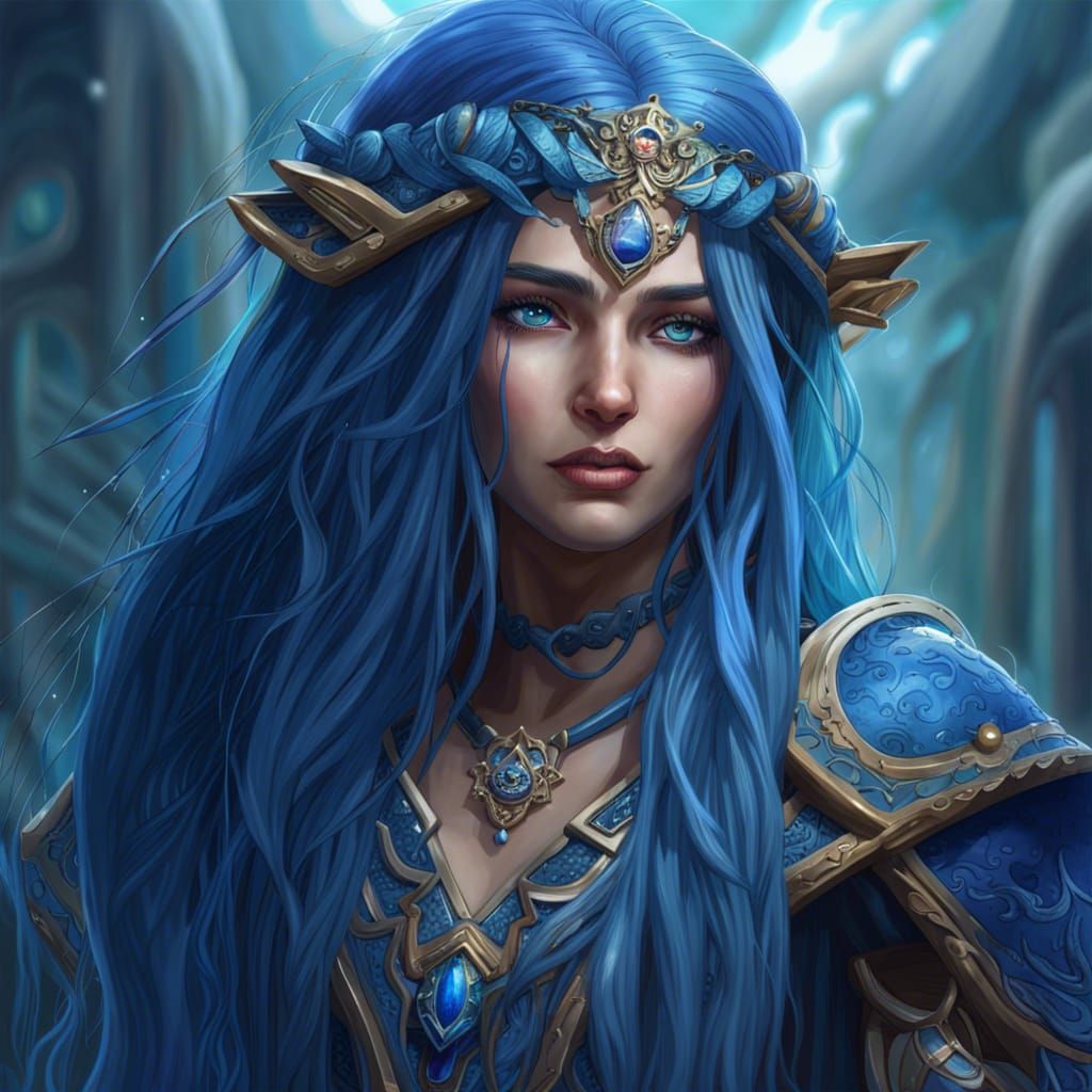 Water Elf Mage Portrait in Detailed Fantasy Art