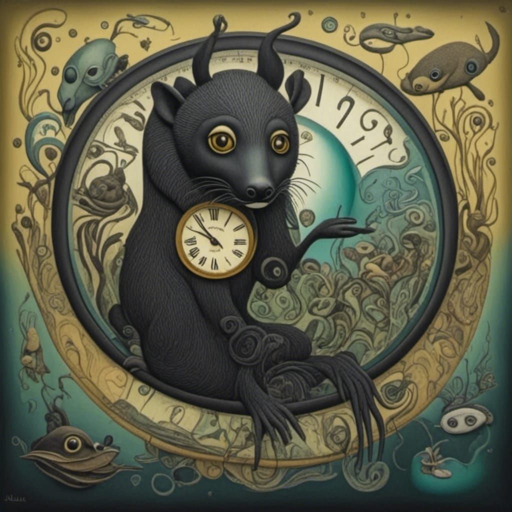 Psychedelic Charcoal Art: Clocks in Motion