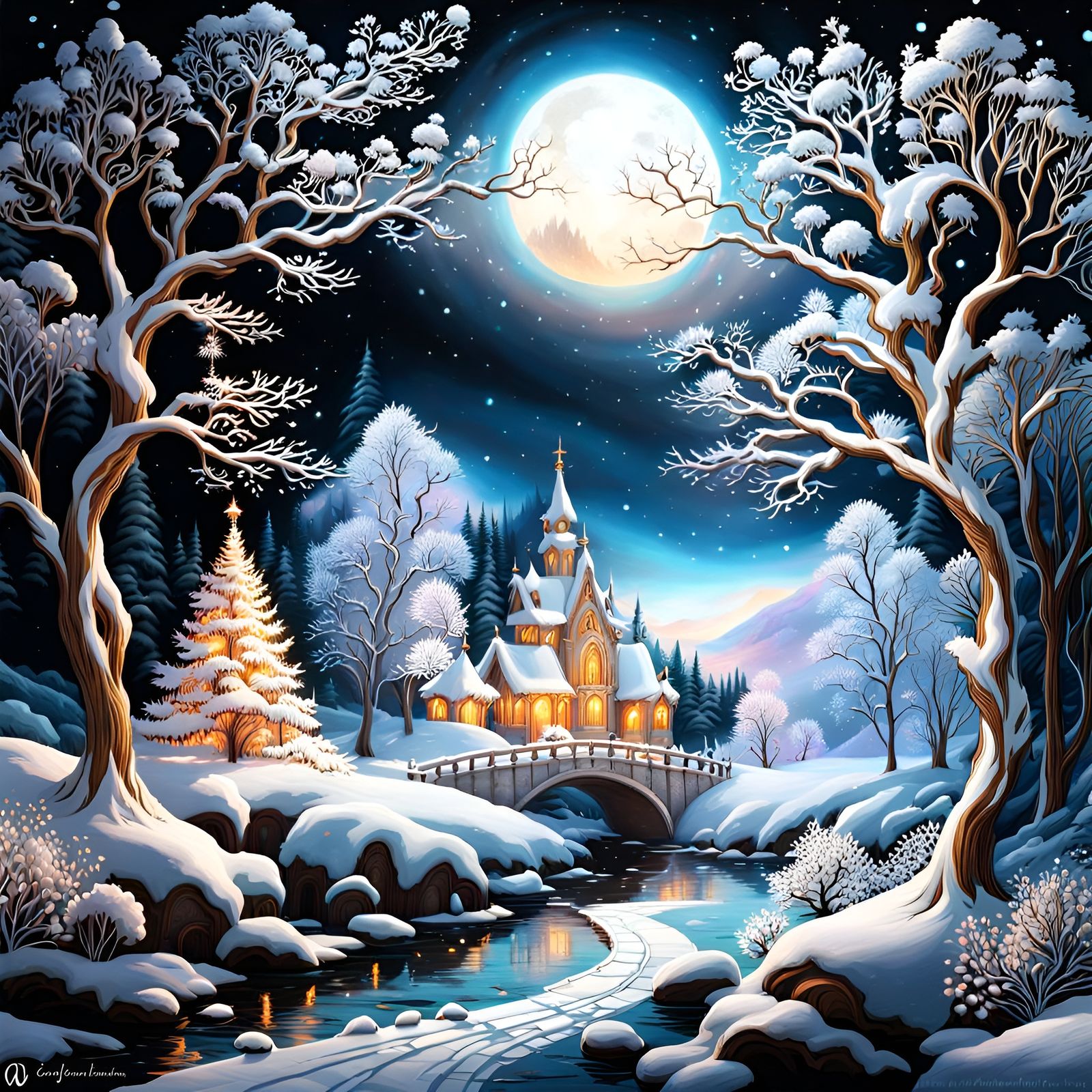 Whimsical Snow Forest Pathway to Ice Castle