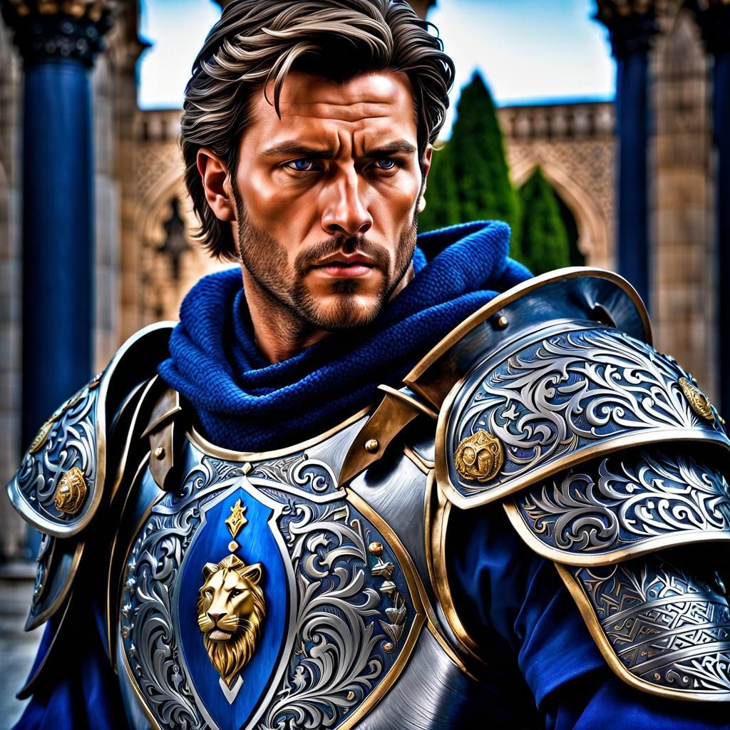 Silver Knight Paladin with Lion Emblems