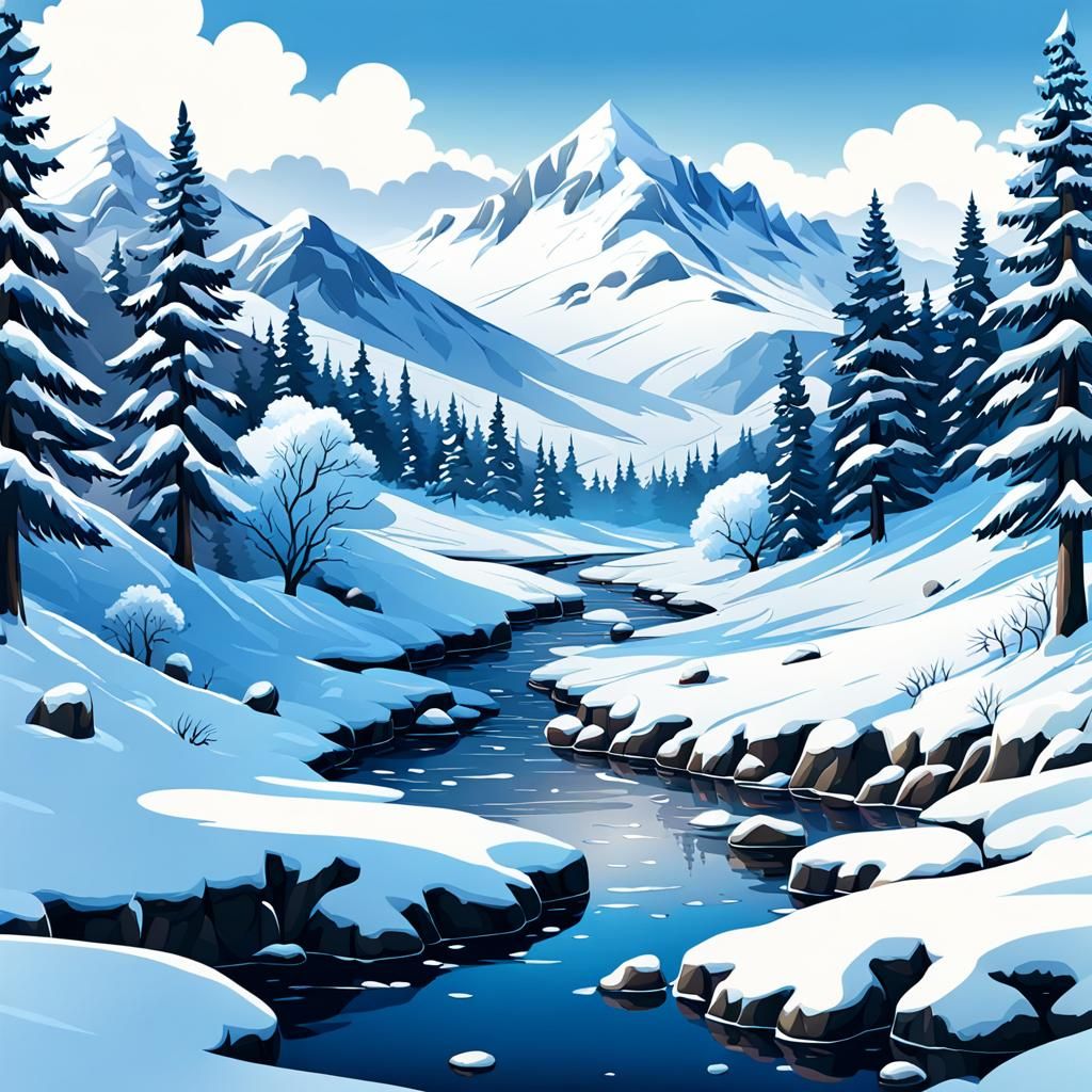 Snowy Landscape Illustration