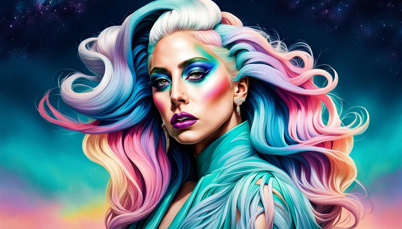 Lady Gaga Pastel Makeup Fantasy Concept Art