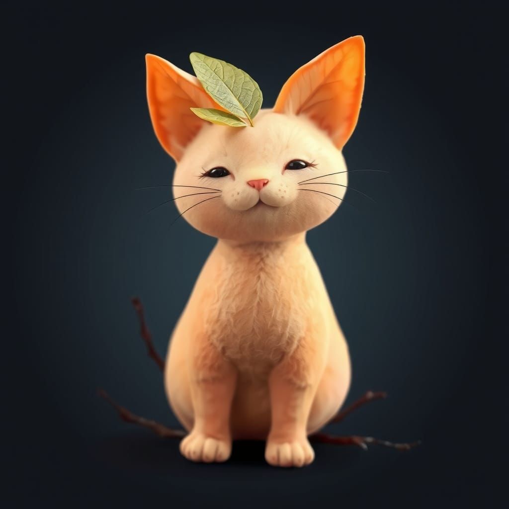 Whimsical Feline Formed from Nature's Elements