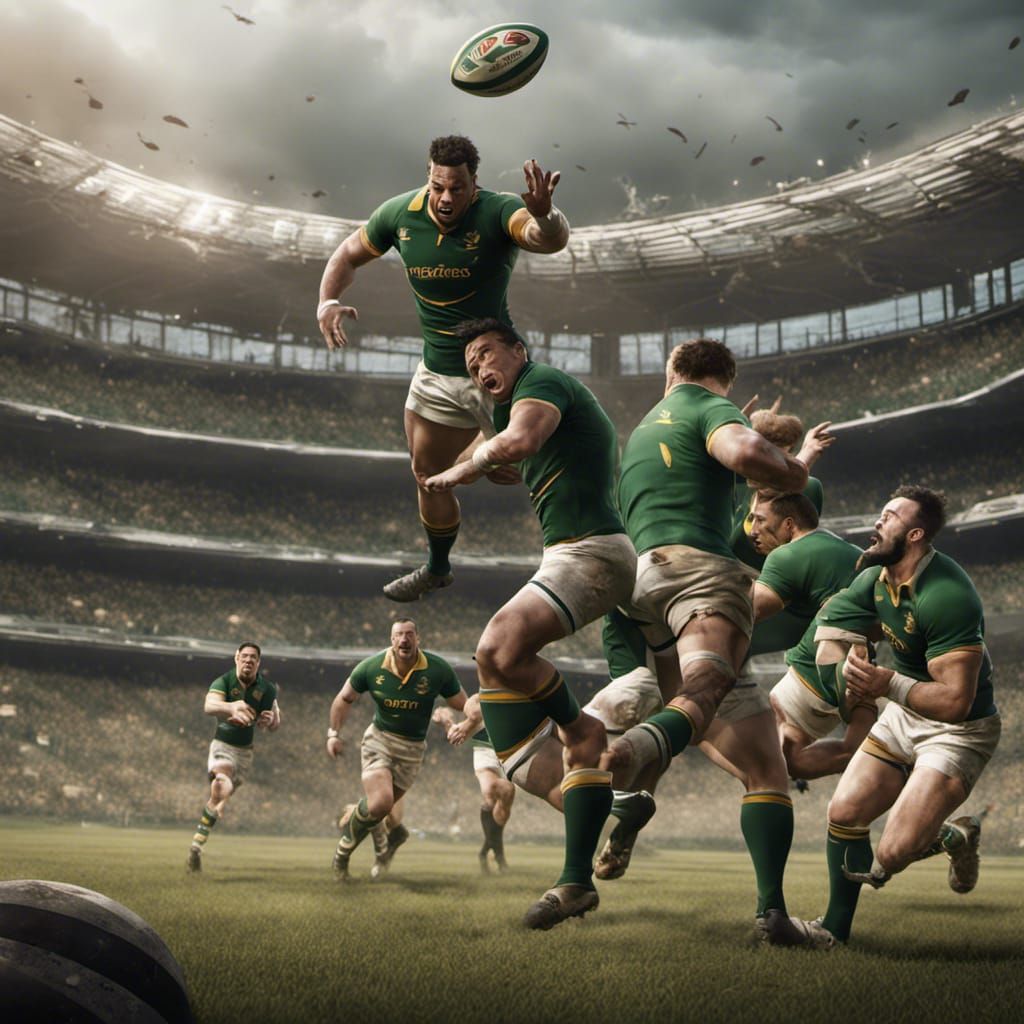 The springboks playing rugby against Ireland