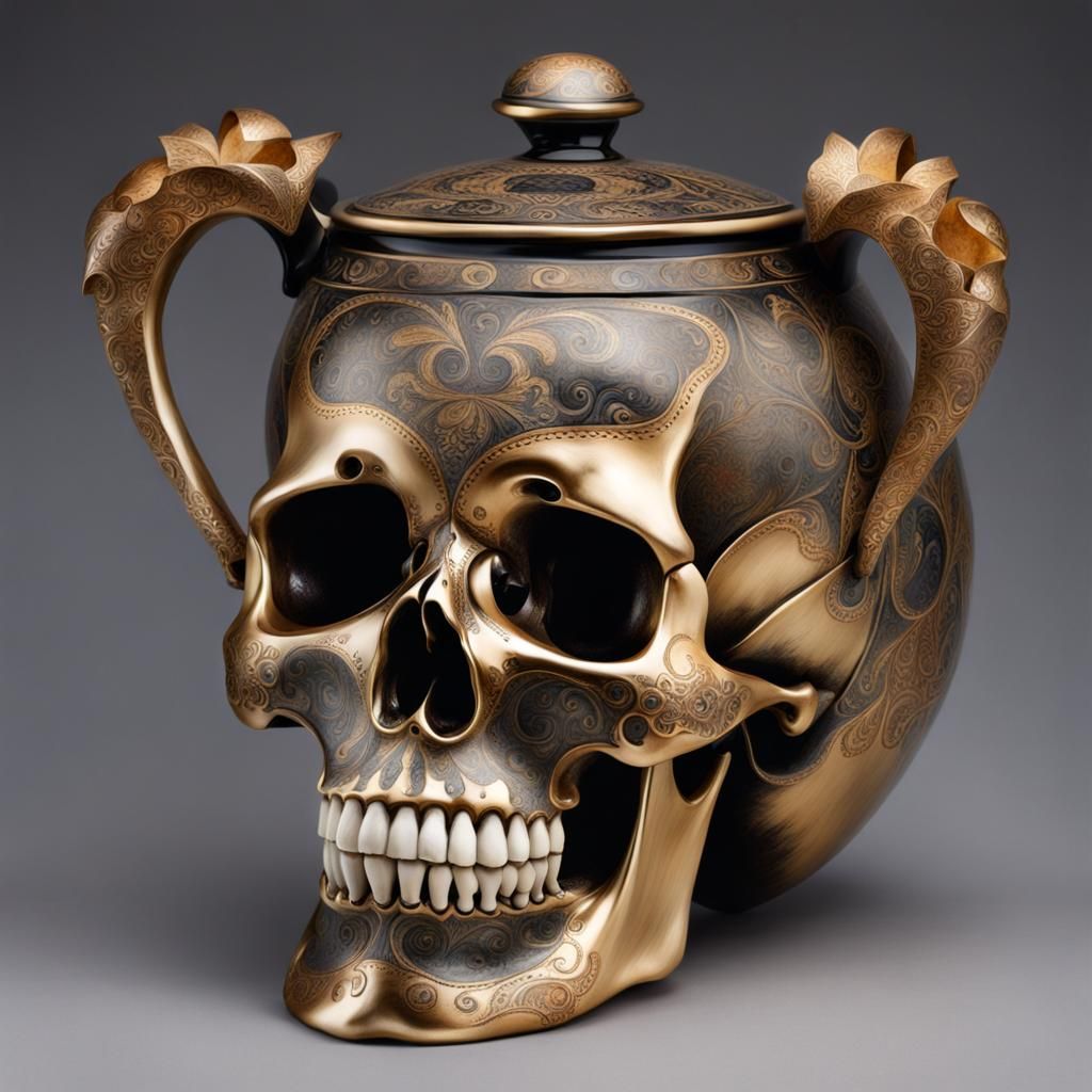 Whimsical Skull Cookie Jar: Macabre Ceramic Art