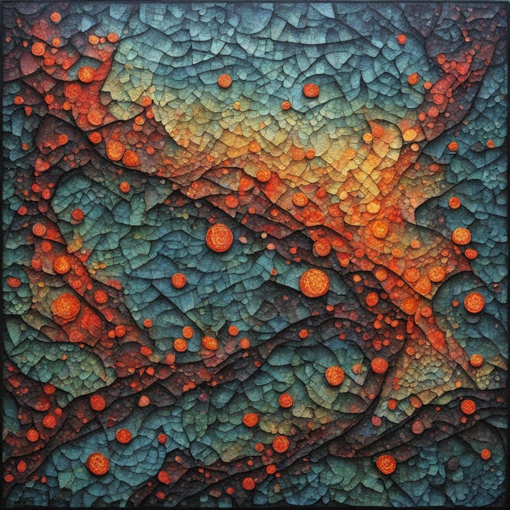 Surreal Mosaic Dawn Moss in Aetherpunk Style