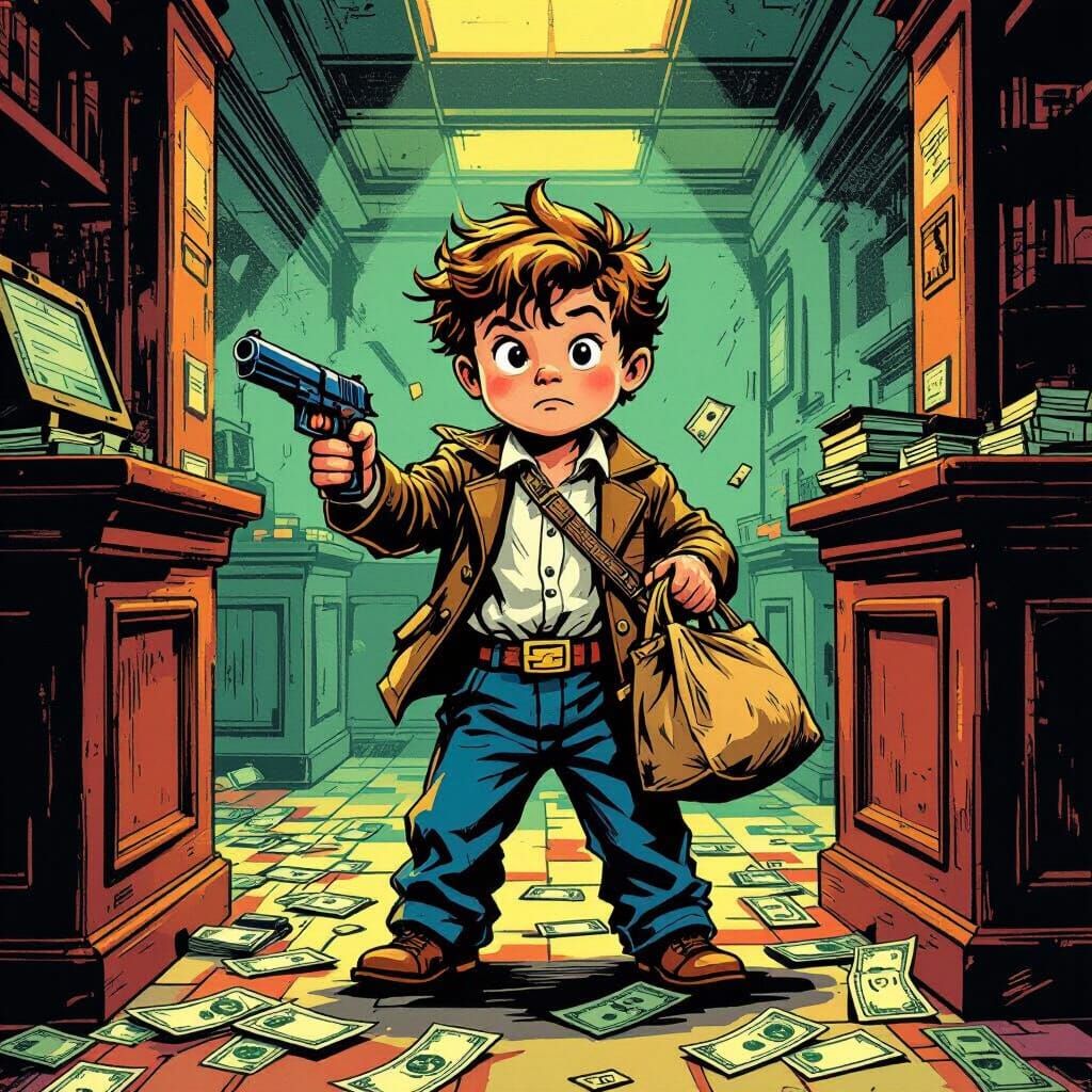 Child Bandit Robs Bank with Toy Gun