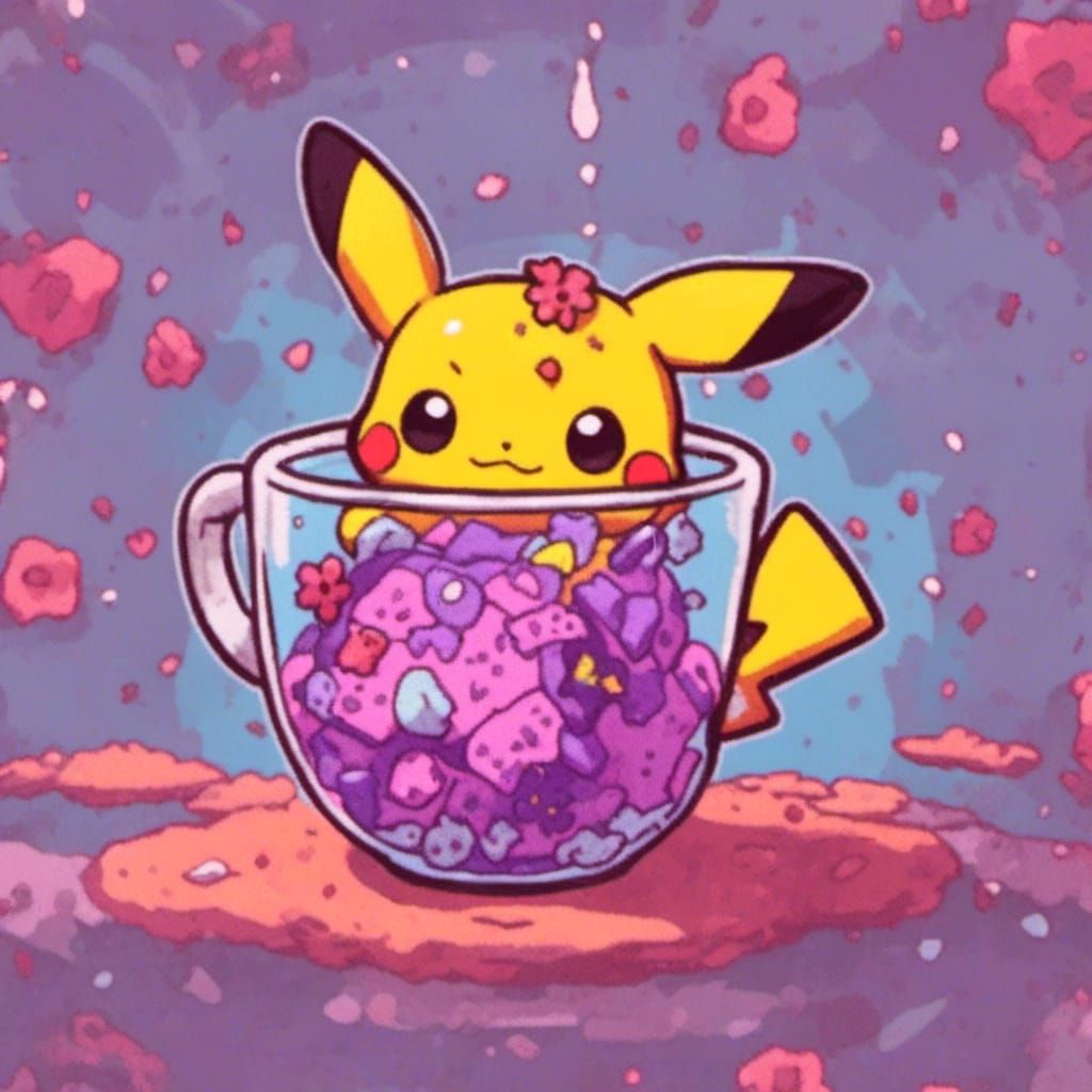 Chibi Pikachu in Boba Tea Cup