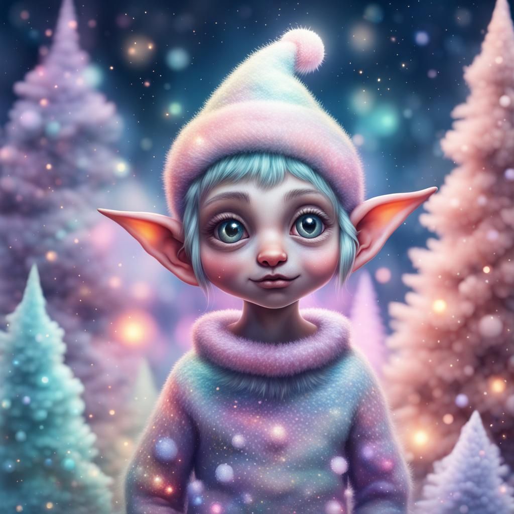 Cute Christmas Elves in Pastel Colors