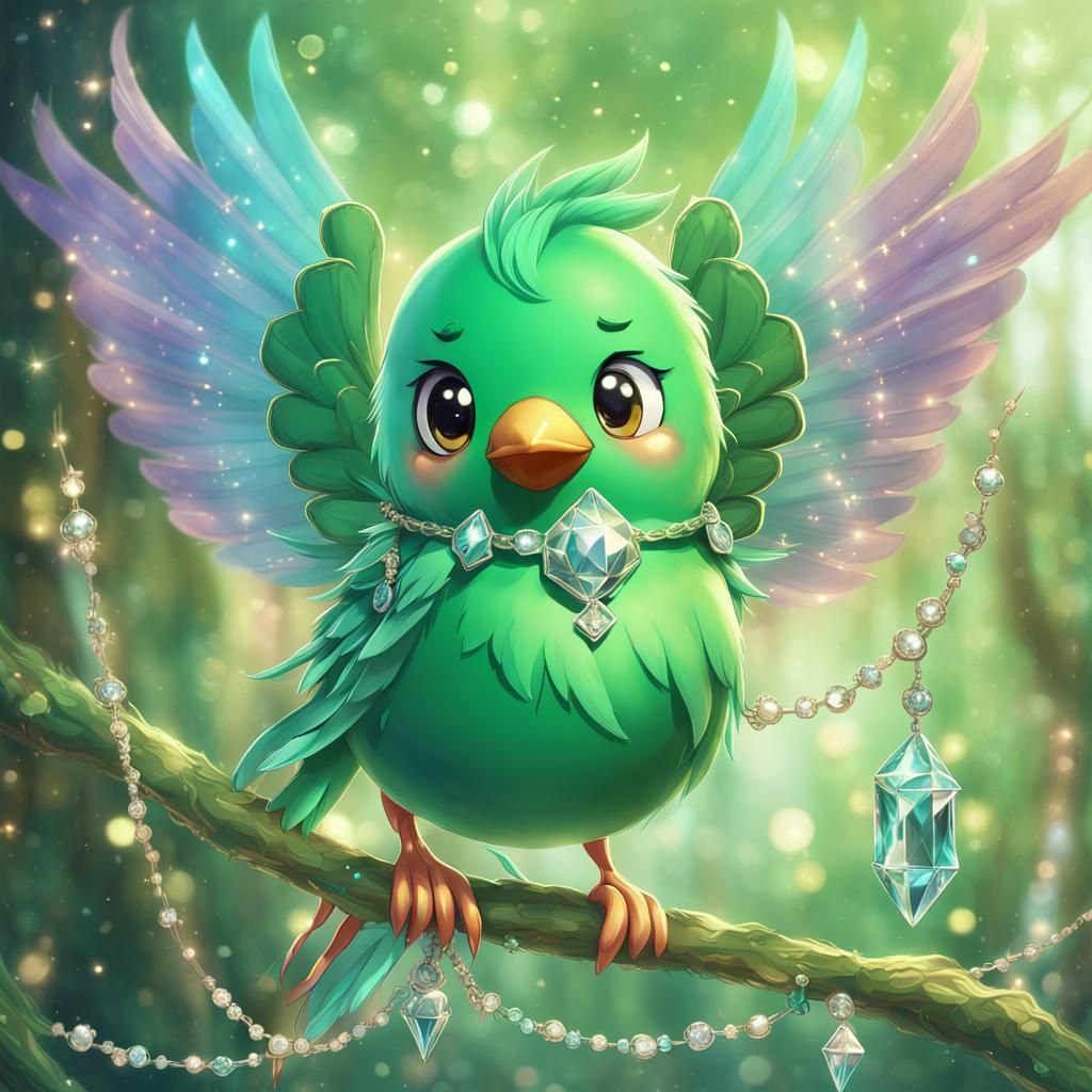 Silk Bird with Pastel Wings in Anime Style