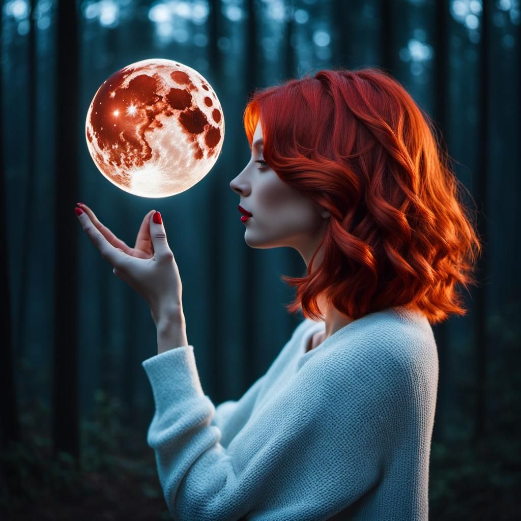 Shattered Heart Held by Woman in Forest