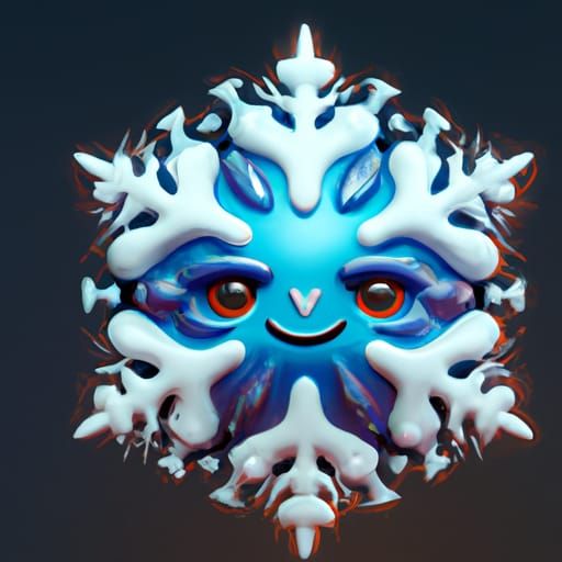 Detailed Snowflake Emoji in a Fantasy Art Style