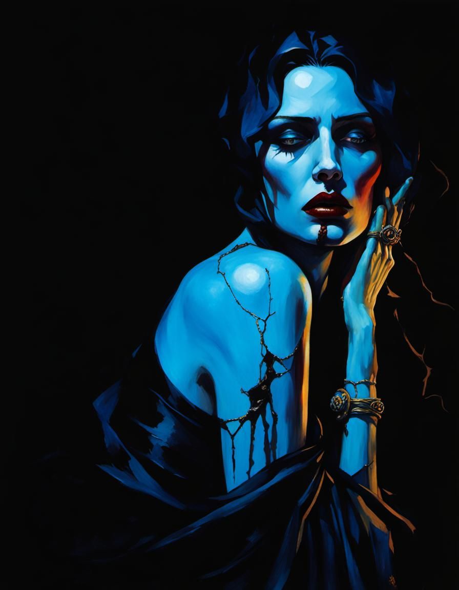 Ominous Gothic Horror Art in Hyperrealism Style