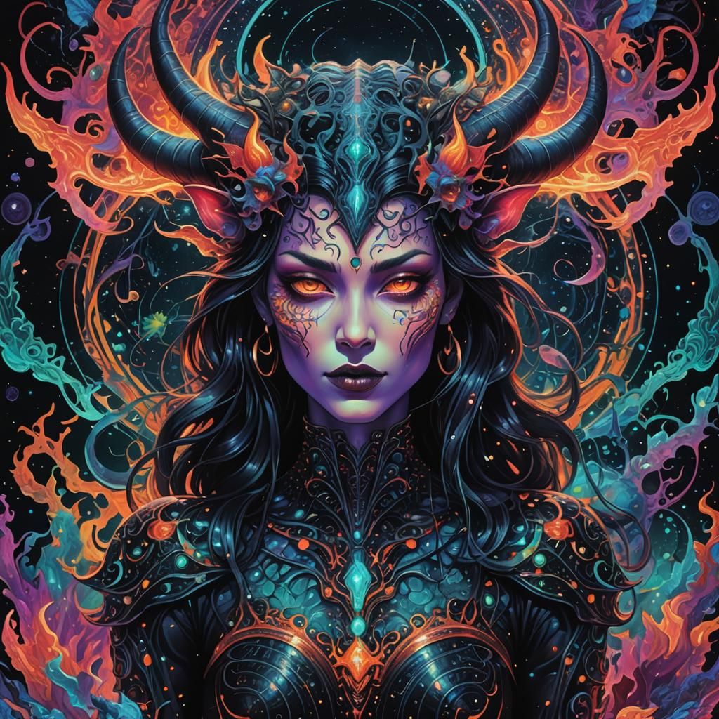 Bioluminescent Psychedelic She-Devil: Holographic Astral Ill...