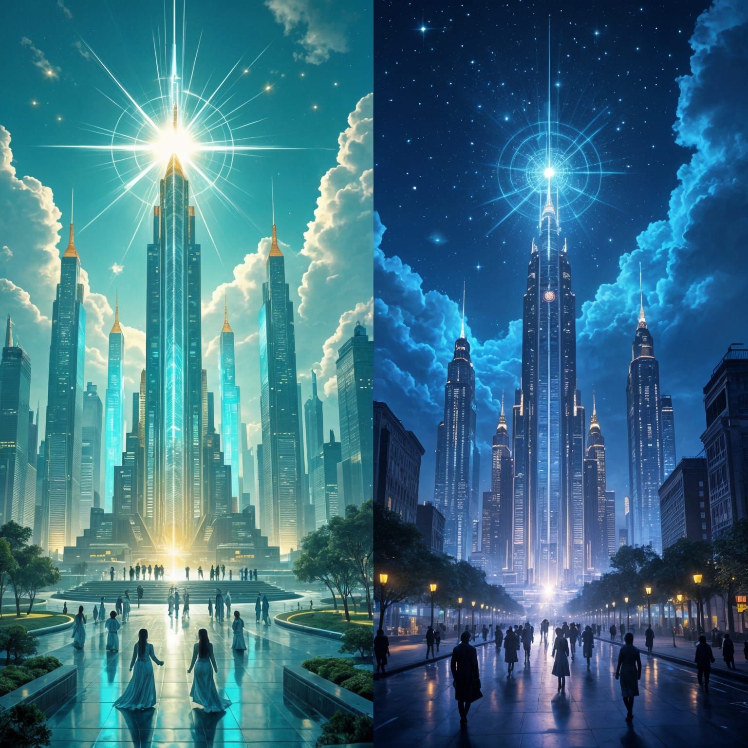 EchoMorph City: Dual Day and Night Glow