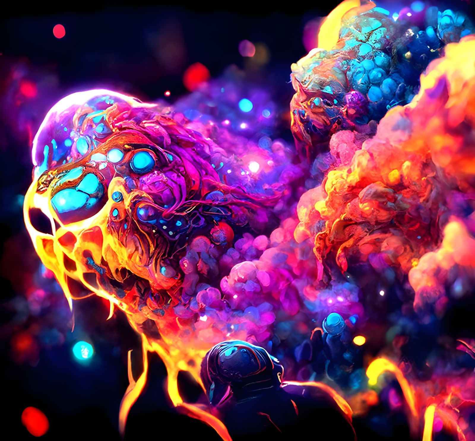 Colorful Nebula in Kinetic Pointillism Style