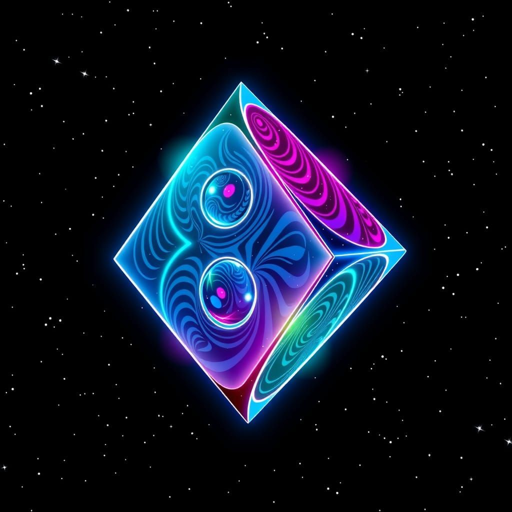Surreal, Neon-Lit Diamond Digit in Space