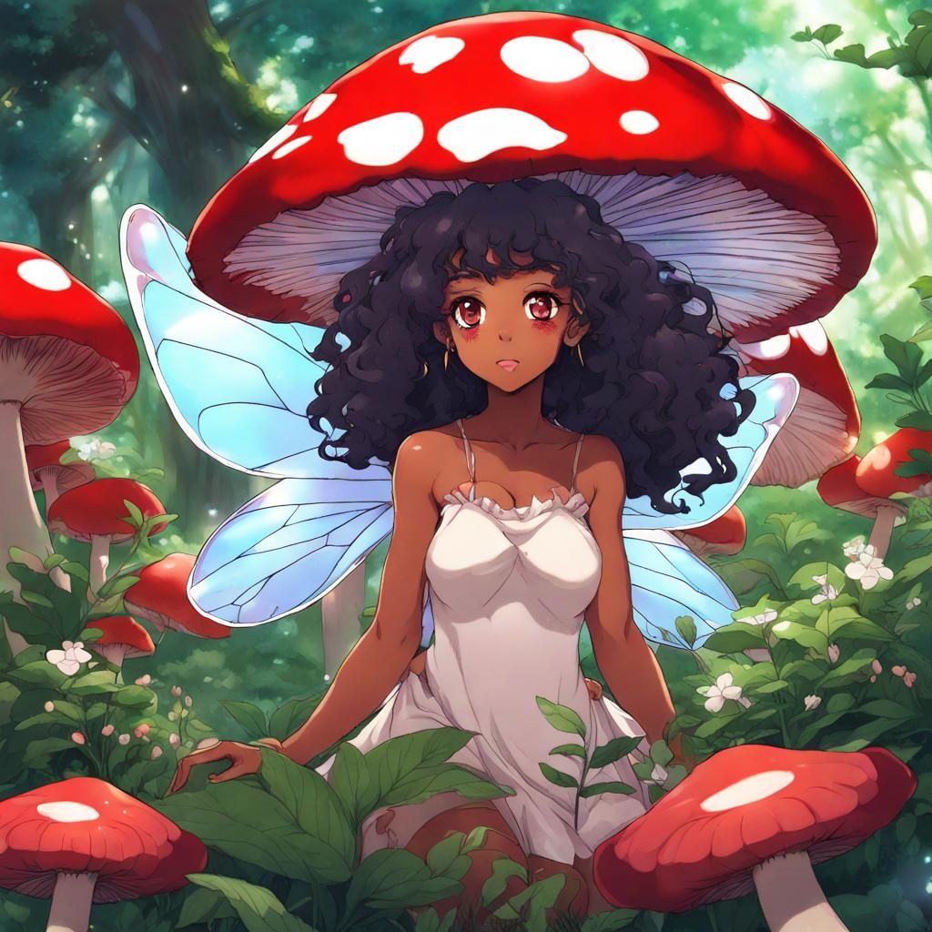 SZA as a Fairy in Anime Mushroom Garden