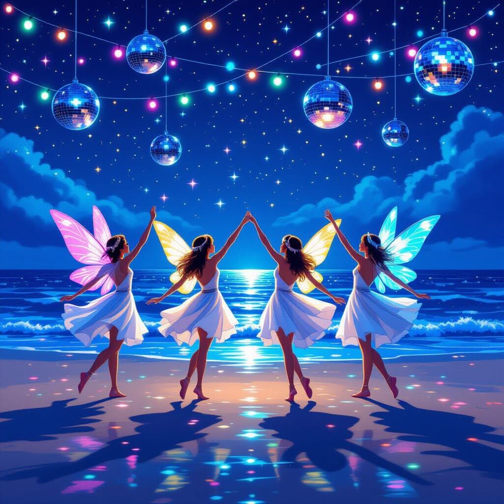 Fairies Dancing at a Disco Under the Stars