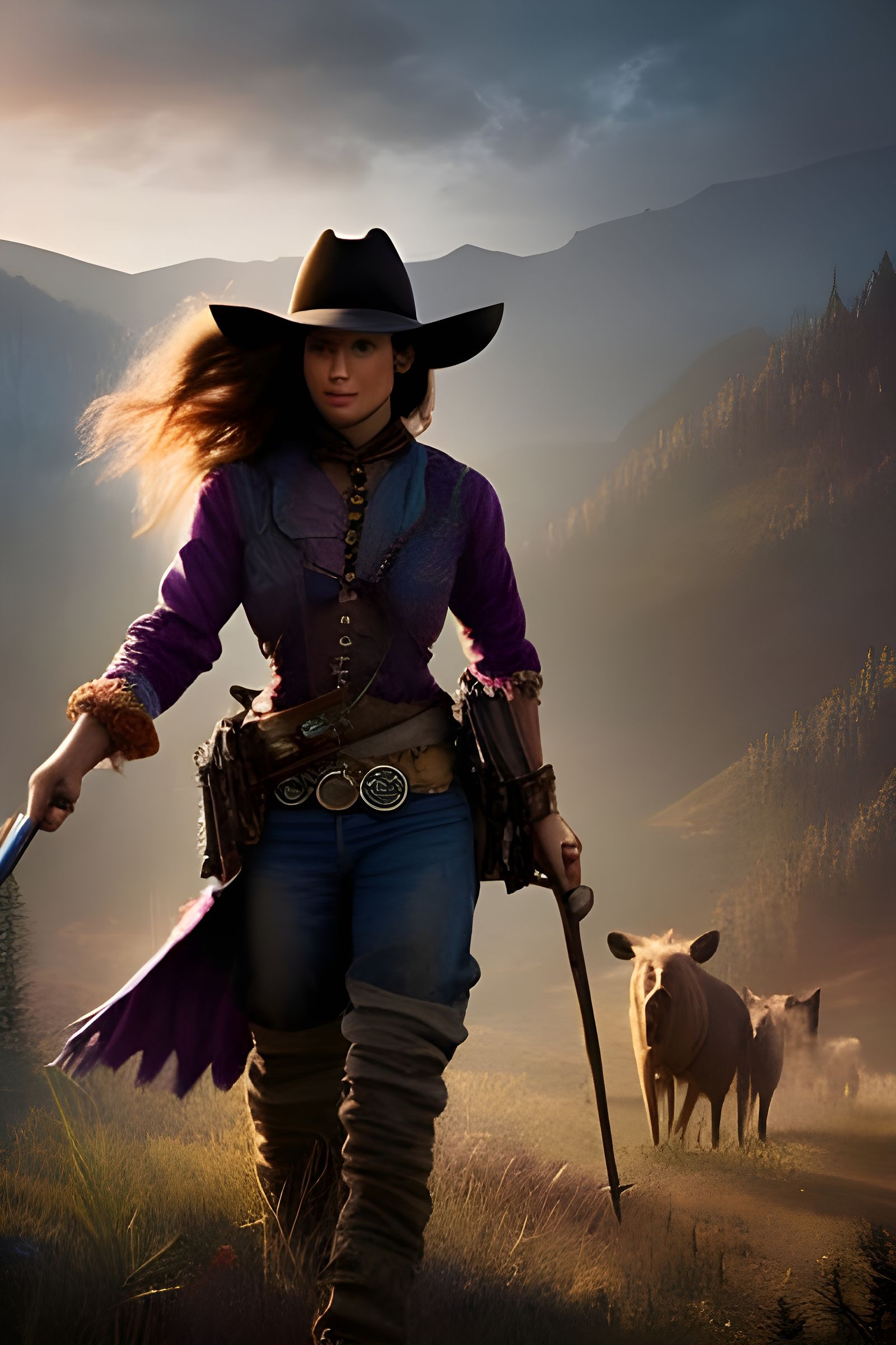 Fierce Cowgirl Portrait on the Prairie