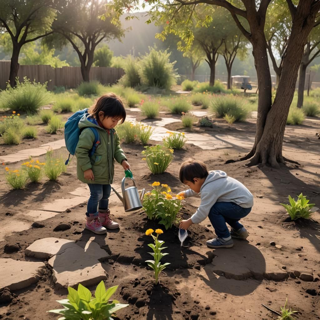 Child Waters Barren Garden: 3D Anime Art
