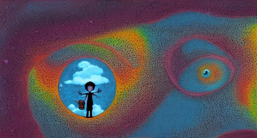 Surreal Mixed Media Scene Inspired by Burton and Ghibli