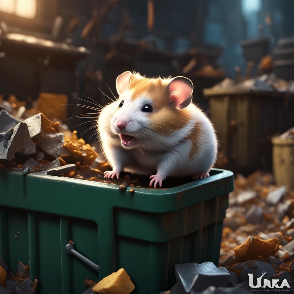 Hamster Cub in Dumpster: Detailed Matte Painting