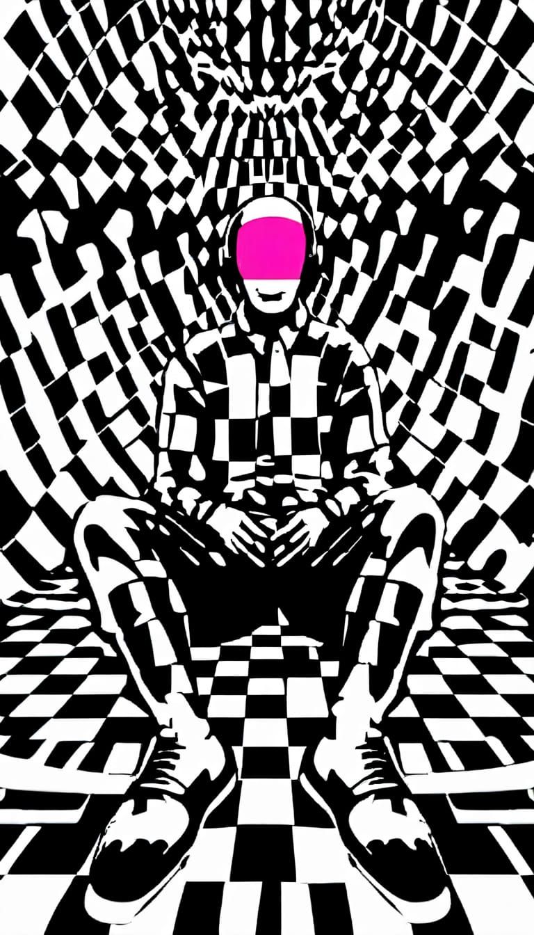 Man in Chessboard Pattern, Pop Art Style