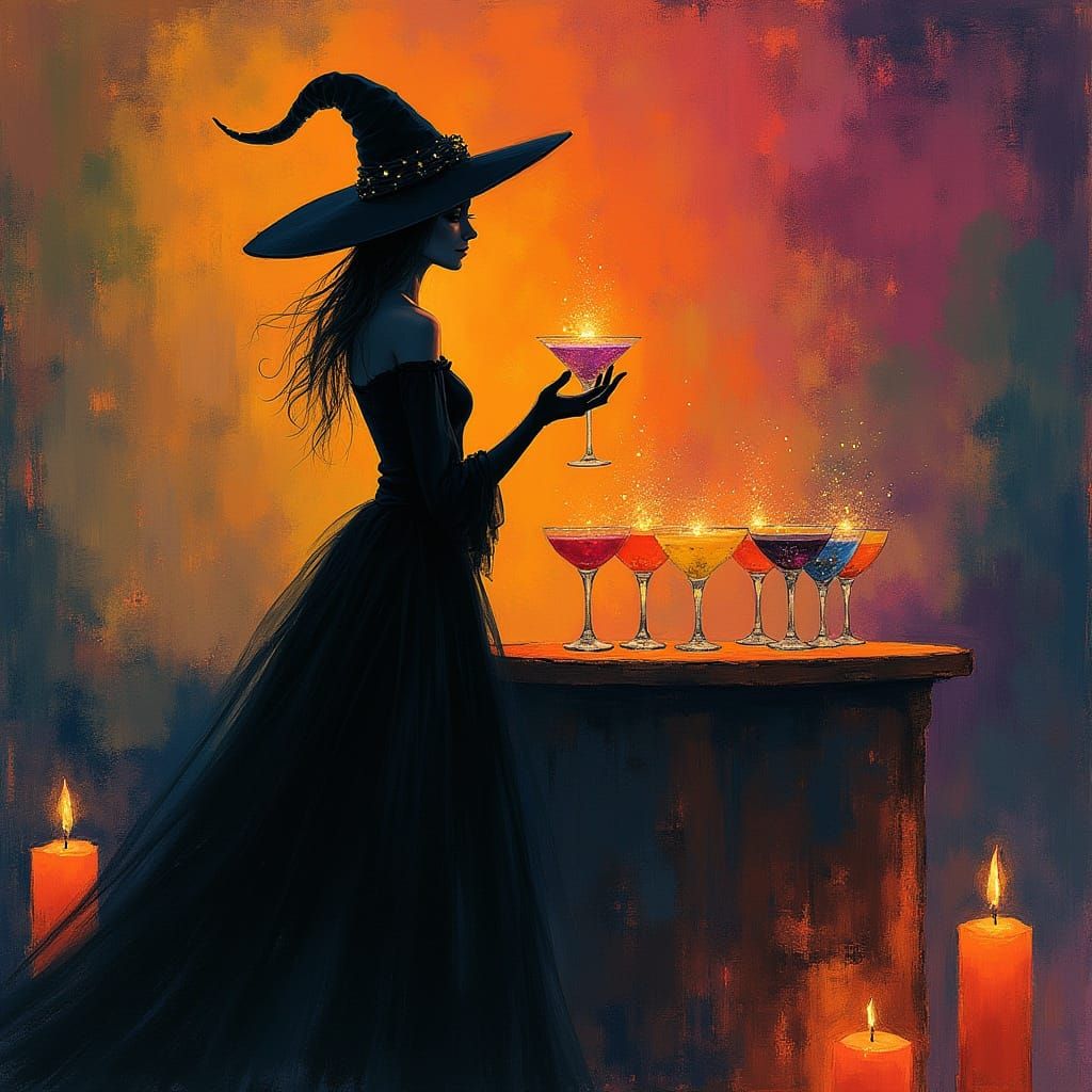 Magical Witch Birthday Party in Klee Rothko Style