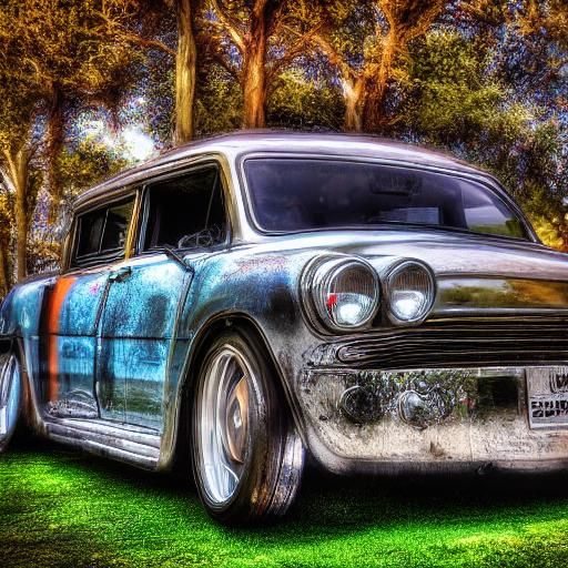 Boy Fascinated by Car: Hyperrealistic 64 Megapixel Image