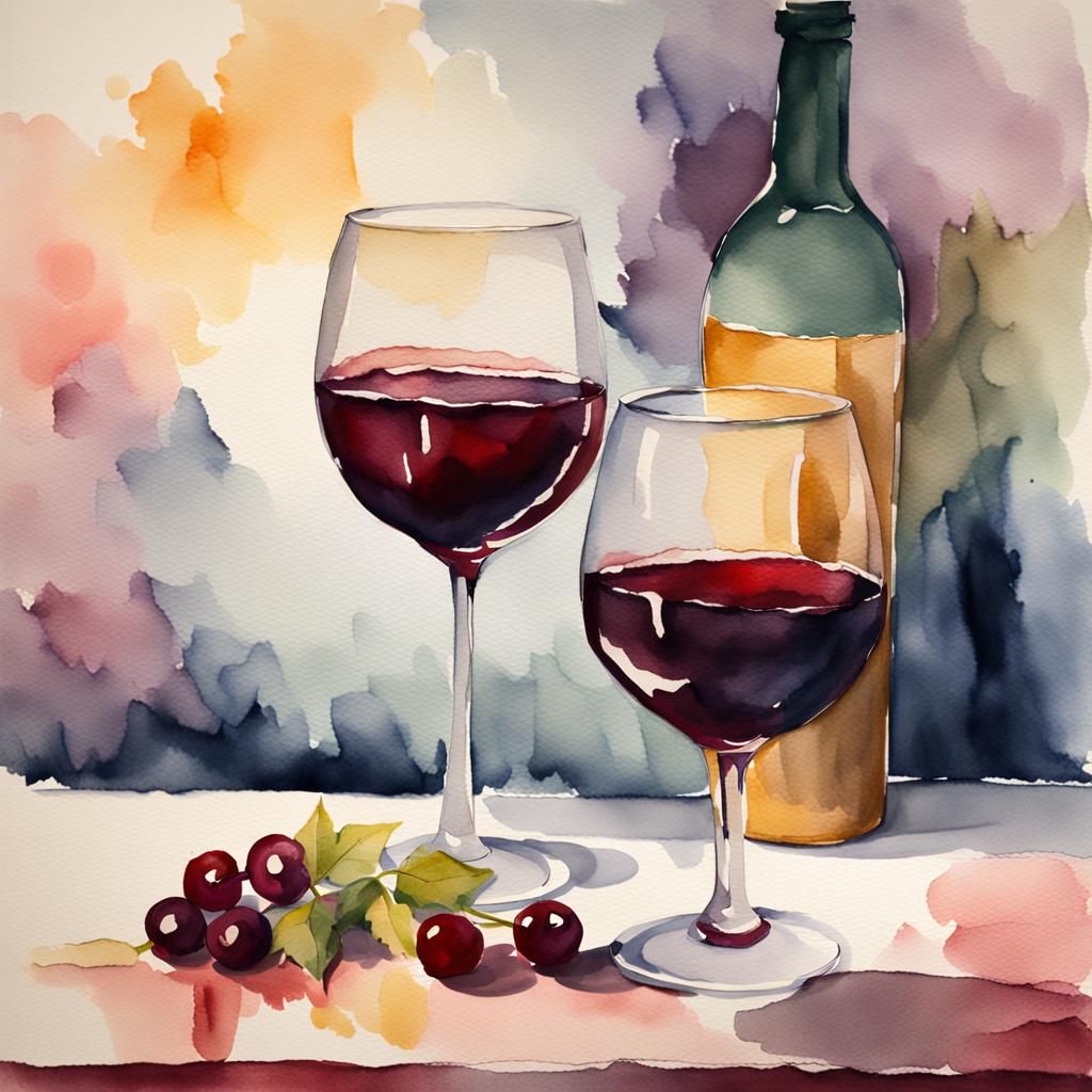 Watercolor Masterpiece: Whimsical Wine Glasses