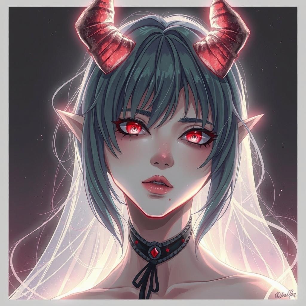 Demonic Anime Girl in Pastel Cel-Shaded Style