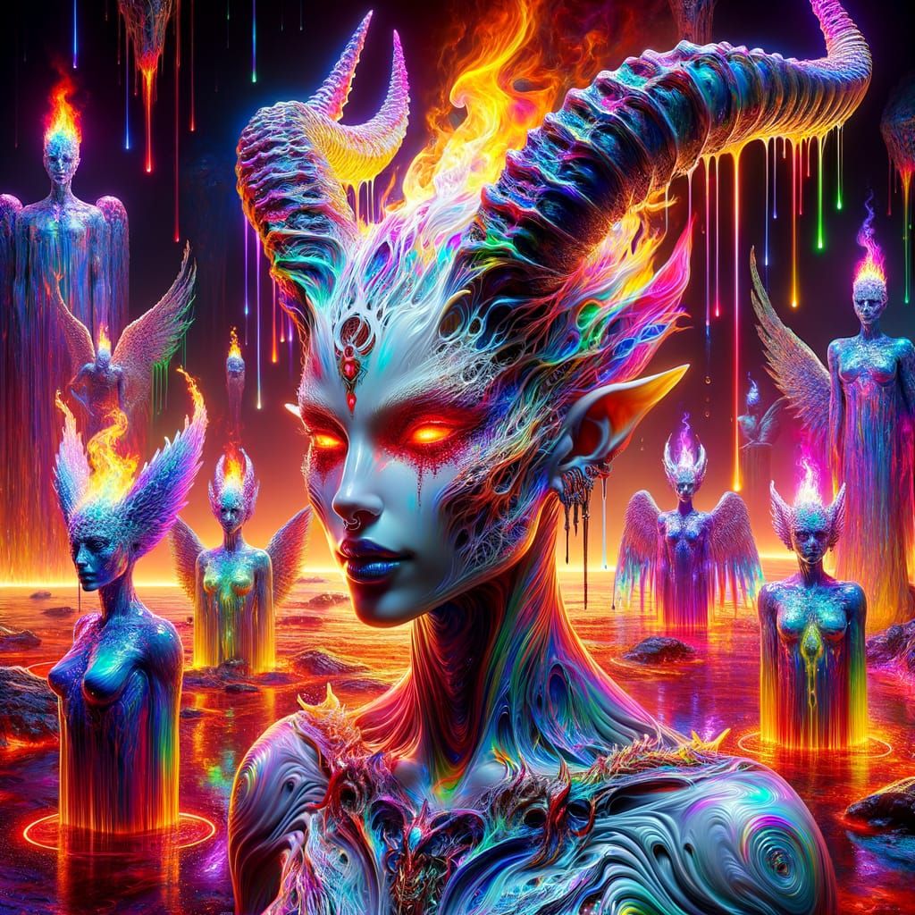 Goddess with Antelope Horns and Tribal Tattoos