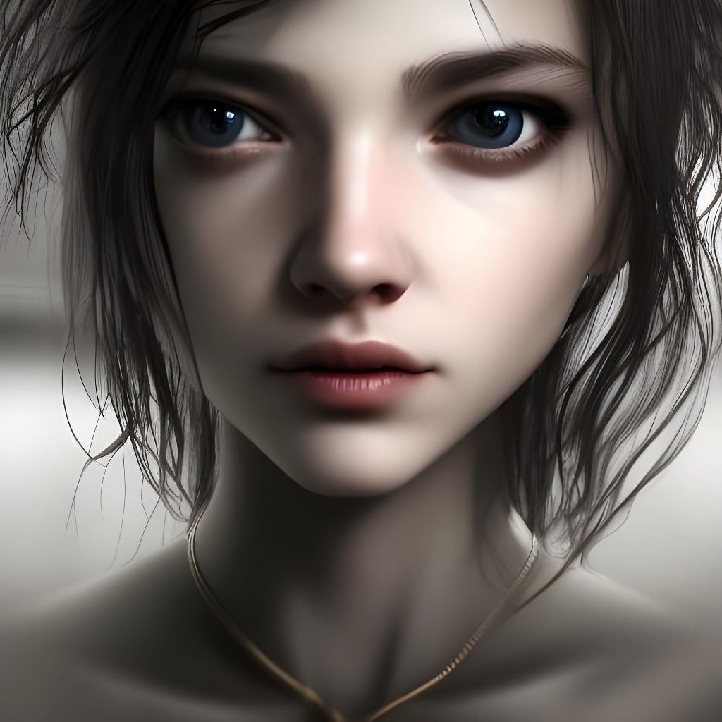 Sad Girl with Deep Eyes in 3D Game Style