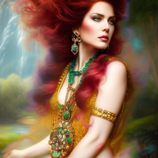 Scottish Princess with Emeralds: Hyperrealistic Fantasy Port...