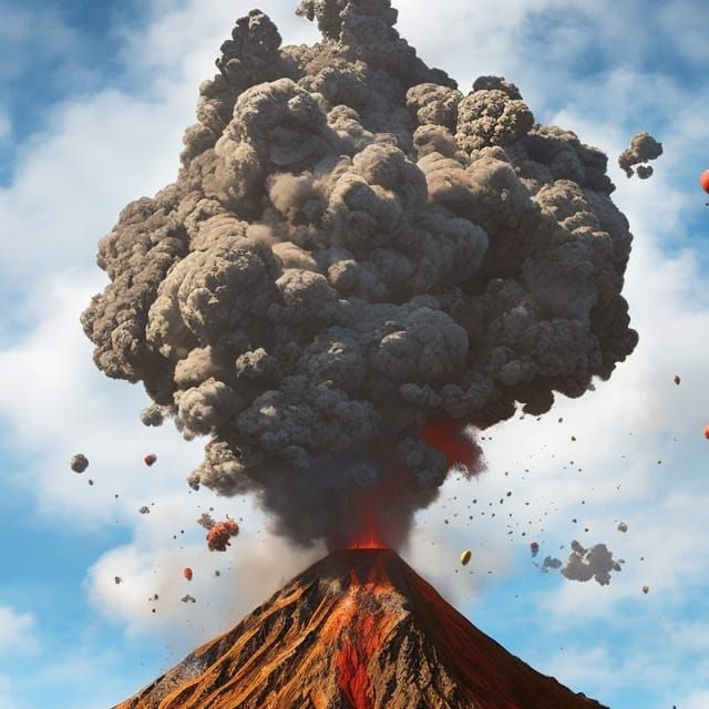 Volcano Eruption with Balloons: Detailed Splash Art