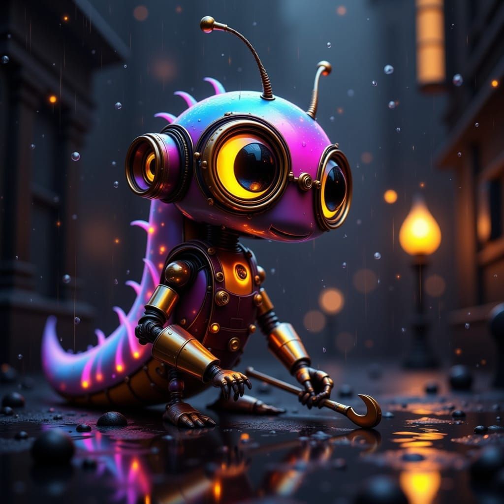 Rainbow Robotic Inchworm Fixing Steampunk Mechanics