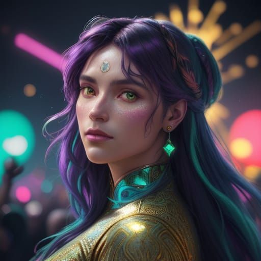 Vibrant Statue of Liberty Disco Portrait in Artgerm Style